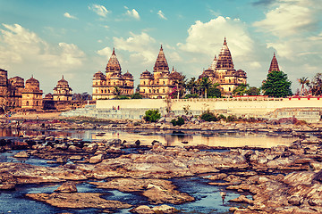 Image showing Royal cenotaphs of Orchha,  Madhya Pradesh, India