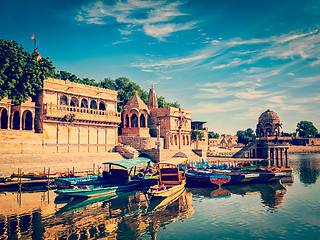 Image showing Gadi Sagar - artificial lake. Jaisalmer, Rajasthan, India