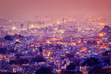 Image showing Aerial view of Jodhpur in twilight