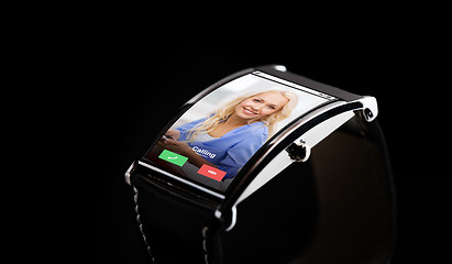 Image showing close up of smart watch with incoming call