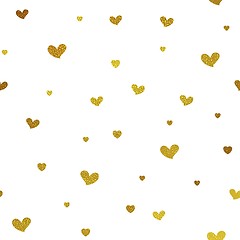 Image showing Gold glitter background with hearts