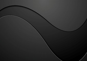 Image showing Black concept wavy background