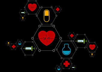 Image showing Abstract health background with medical icons