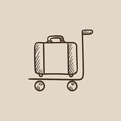 Image showing Luggage on trolley sketch icon.