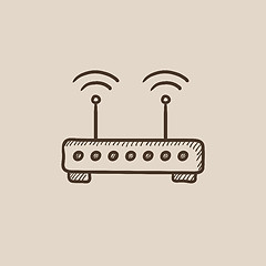 Image showing Wireless router sketch icon.