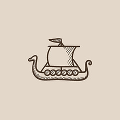 Image showing Old ship sketch icon.