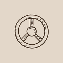 Image showing Steering wheel sketch icon.