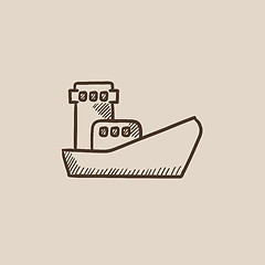 Image showing Cargo container ship sketch icon.