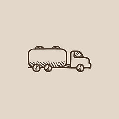 Image showing Truck liquid cargo sketch icon.