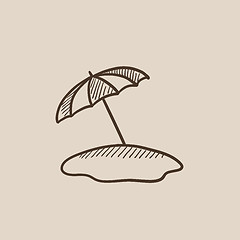 Image showing Beach umbrella sketch icon.