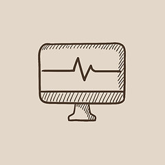 Image showing Heart beat monitor sketch icon.