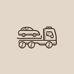 Image showing Car towing truck sketch icon.