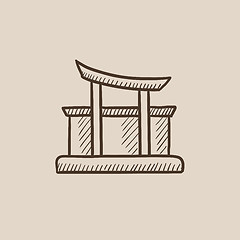 Image showing Torii gate sketch icon.