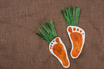 Image showing handmade foot-shaped carrot 