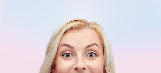 Image showing happy young woman or teenage girl face