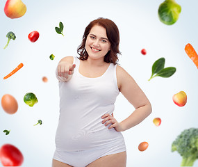 Image showing plus size woman in underwear pointing on you