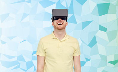 Image showing happy man in virtual reality headset or 3d glasses