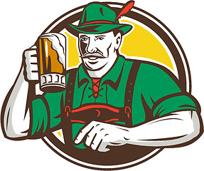 Image showing Oktoberfest Bavarian Beer Drinker Circle Retro