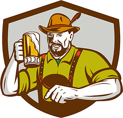 Image showing Oktoberfest Bavarian Beer Drinker Shield Retro