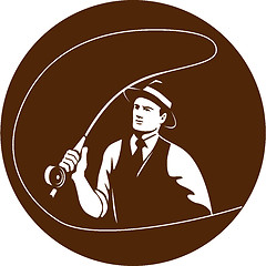 Image showing Mobster Gangster Fly Fisherman Circle Retro