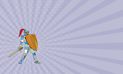 Image showing Business card Knight Full Armor With Sword Defending Mosaic