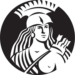 Image showing Female Spartan Warrior Circle Black and White