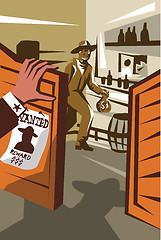 Image showing Cowboy Robber Stealing Saloon Poster