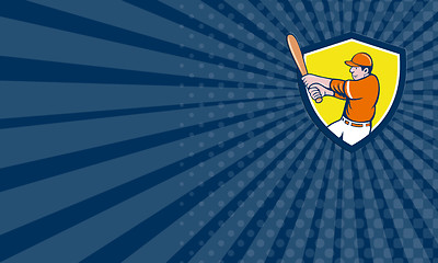 Image showing Business card Baseball Player Batter Swinging Bat Crest Cartoon