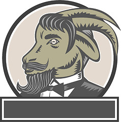 Image showing Goat Beard Head Circle Woodcut