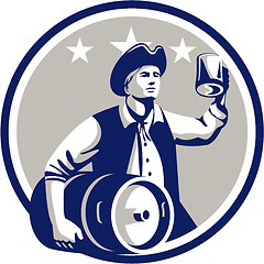 Image showing American Patriot Carry Beer Keg Circle Retro