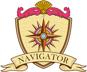 Image showing Compass Navigator Coat of Arms Crest Retro