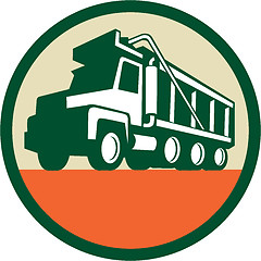 Image showing Triple Axle Dump Trunk Low Angle Circle Retro