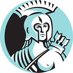 Image showing Female Spartan Warrior Circle Retro