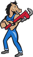 Image showing Horse Plumber Monkey Wrench Standing Cartoon