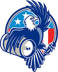 Image showing American Bald Eagle Beer Keg Flag Circle Retro