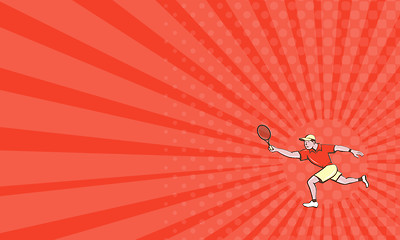 Image showing Business card Tennis Player Racquet Forehand Cartoon