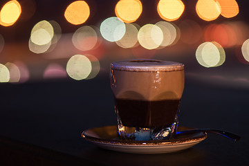 Image showing Latte coffee with bokeh background