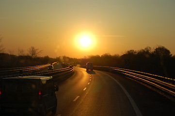 Image showing driving in sunrise