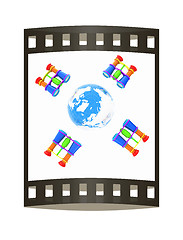 Image showing binoculars around earth. The film strip