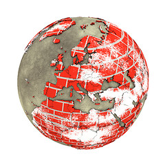 Image showing Europe on brick wall Earth