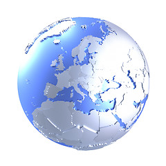 Image showing Europe on bright metallic Earth