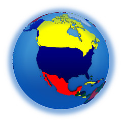 Image showing North America on political model of Earth