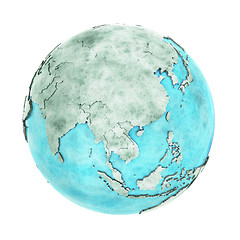 Image showing Southeast Asia on marble planet Earth