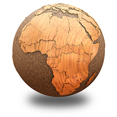 Image showing Africa on wooden planet Earth