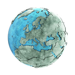 Image showing Europe on marble planet Earth