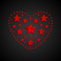 Image showing Heart symbol made of red stars on black background