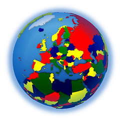 Image showing Europe on political model of Earth