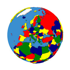 Image showing Europe on political model of Earth