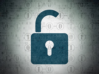 Image showing Data concept: Opened Padlock on Digital Data Paper background