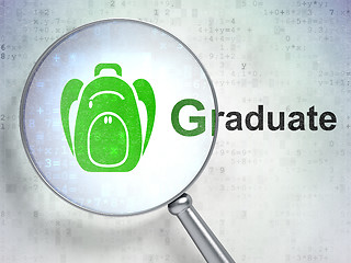 Image showing Studying concept: Backpack and Graduate with optical glass